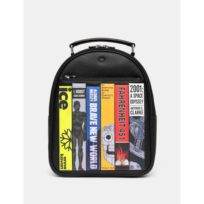 Yoshi Sci-Fi Bookworm Black Leather Backpack