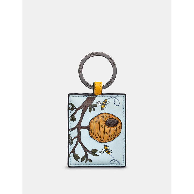 Yoshi Bee Hive Blue Leather Keyring