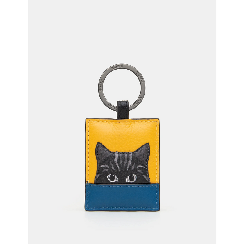 Yoshi Cat Colour Block Leather Keyring