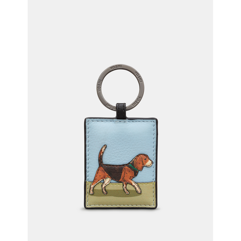 Yoshi Dog Walk Beagle Leather Keyring