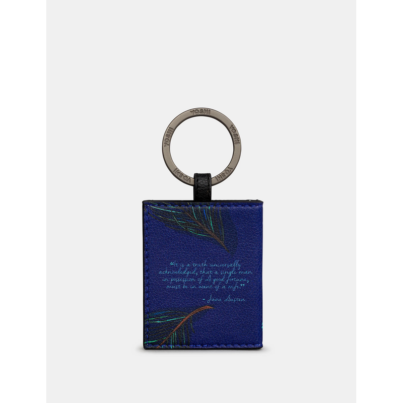 Yoshi Pride And Prejudice Book Cover Vegan Blue Leather Keyring