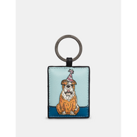 Yoshi Party Dogs Bulldog Leather Keyring