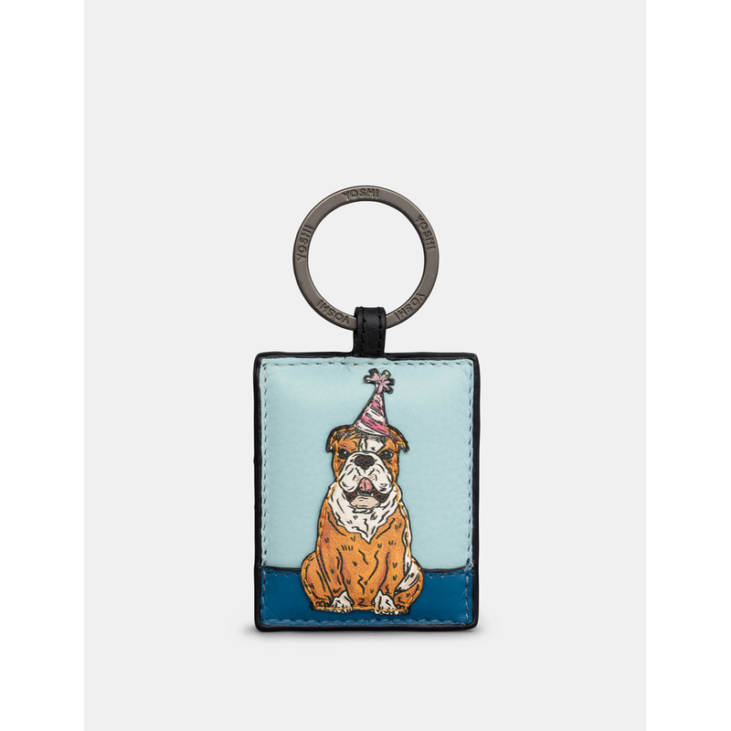 Yoshi Party Dogs Bulldog Leather Keyring