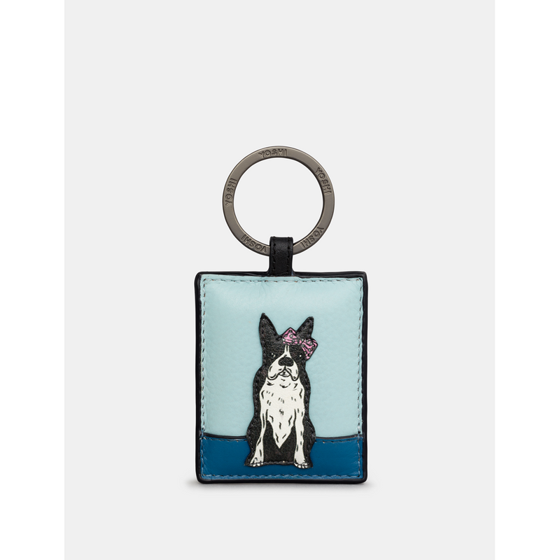 Yoshi Party Dogs Boston Terrier Leather Keyring