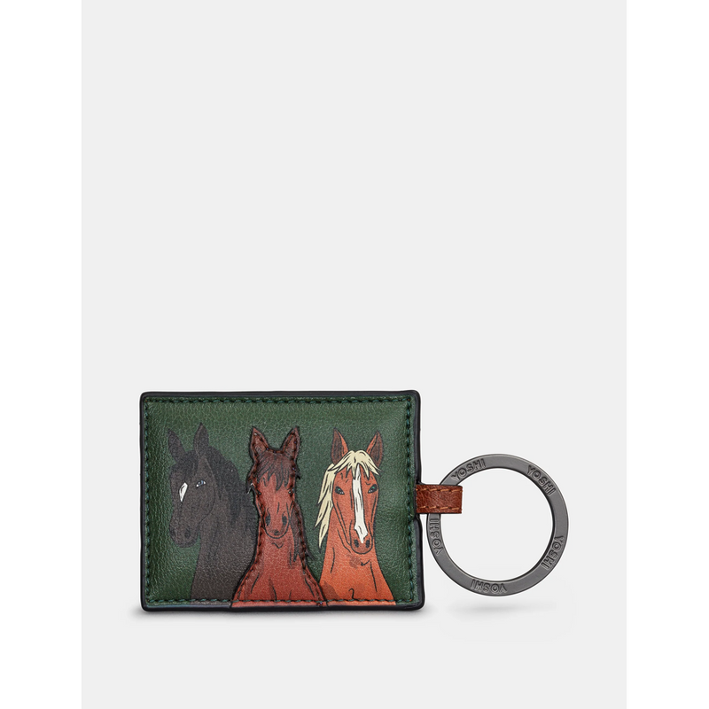 Yoshi Herd of Horses Brown Leather Keyring