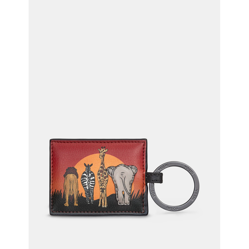 Yoshi Safari Scene Black Leather Keyring