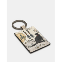 Yoshi Country Cottage Black Cat Leather Keyring