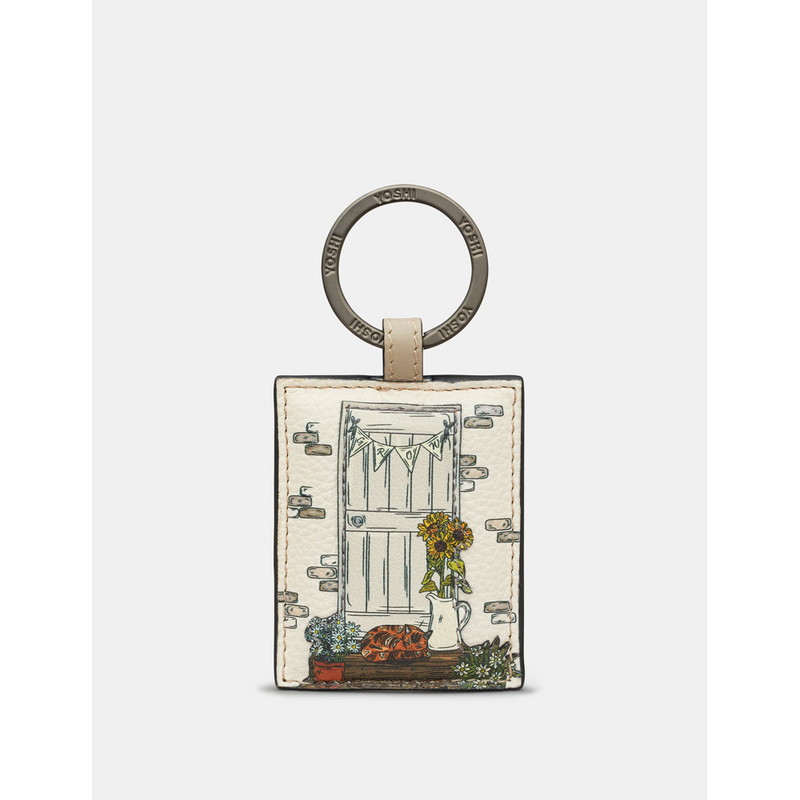 Yoshi Country Cottage Doorway Leather Keyring