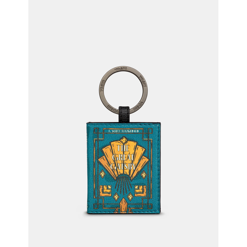 Yoshi The Great Gatsby Book Cover Vegan Teal Leather Keyring