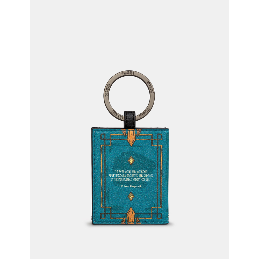 Yoshi The Great Gatsby Book Cover Vegan Teal Leather Keyring