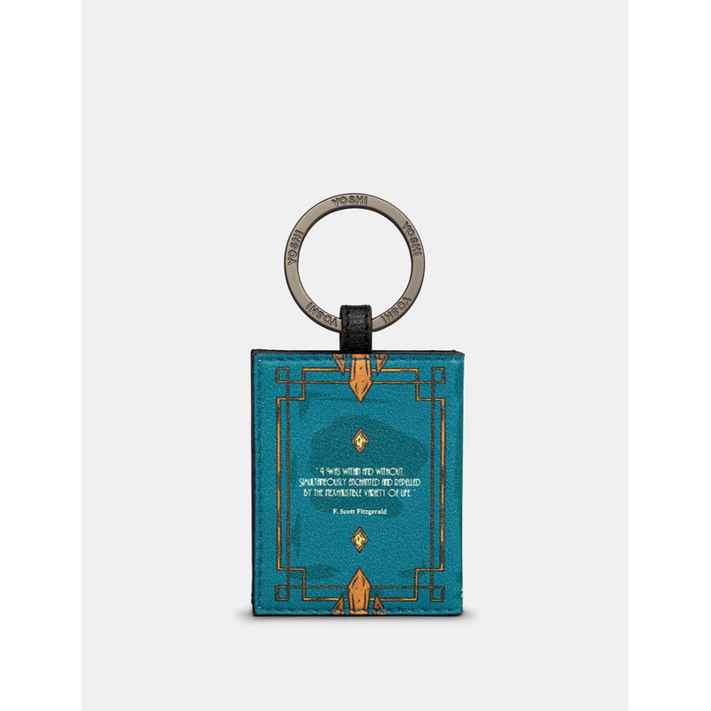 Yoshi The Great Gatsby Book Cover Vegan Teal Leather Keyring