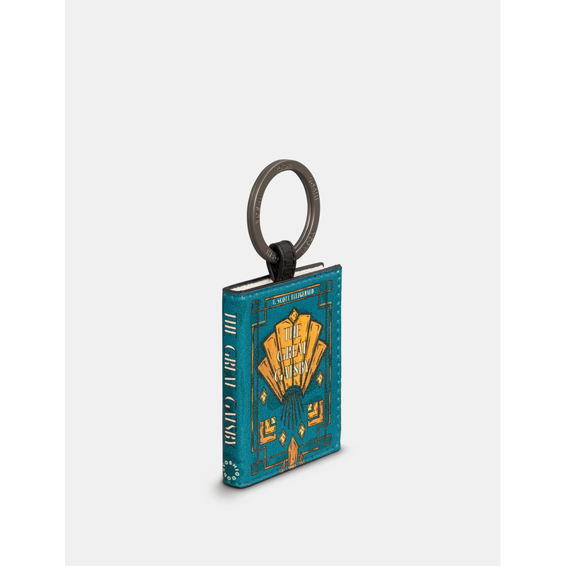 Yoshi The Great Gatsby Book Cover Vegan Teal Leather Keyring