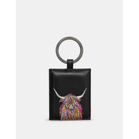 Yoshi Highland Cow Black Leather Keyring