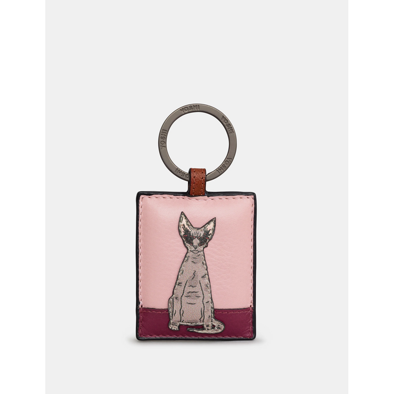 Yoshi Party Cats – Devon Rex - Brown Leather Keyring