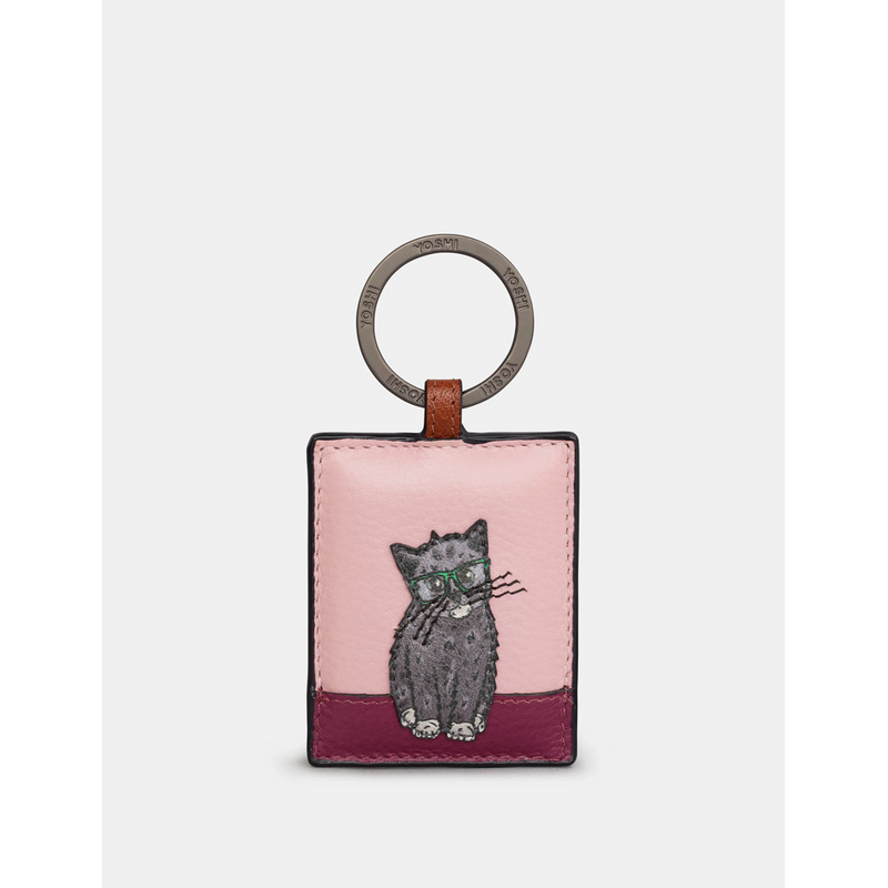 Yoshi Party Cats - Maltese - Brown Leather Keyring