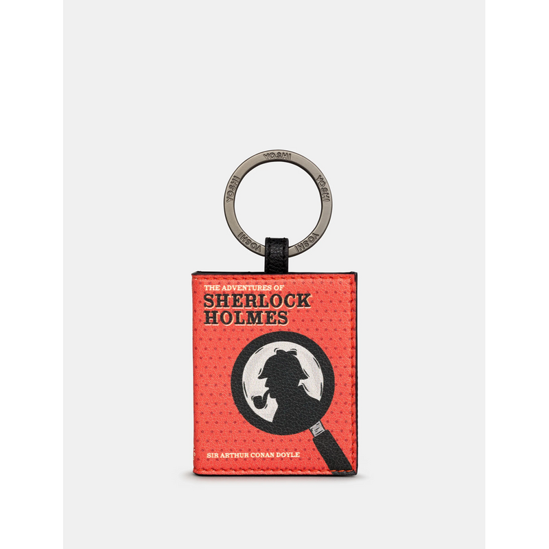 Yoshi Sherlock Holmes Book Cover Vegan Red Leather Keyring