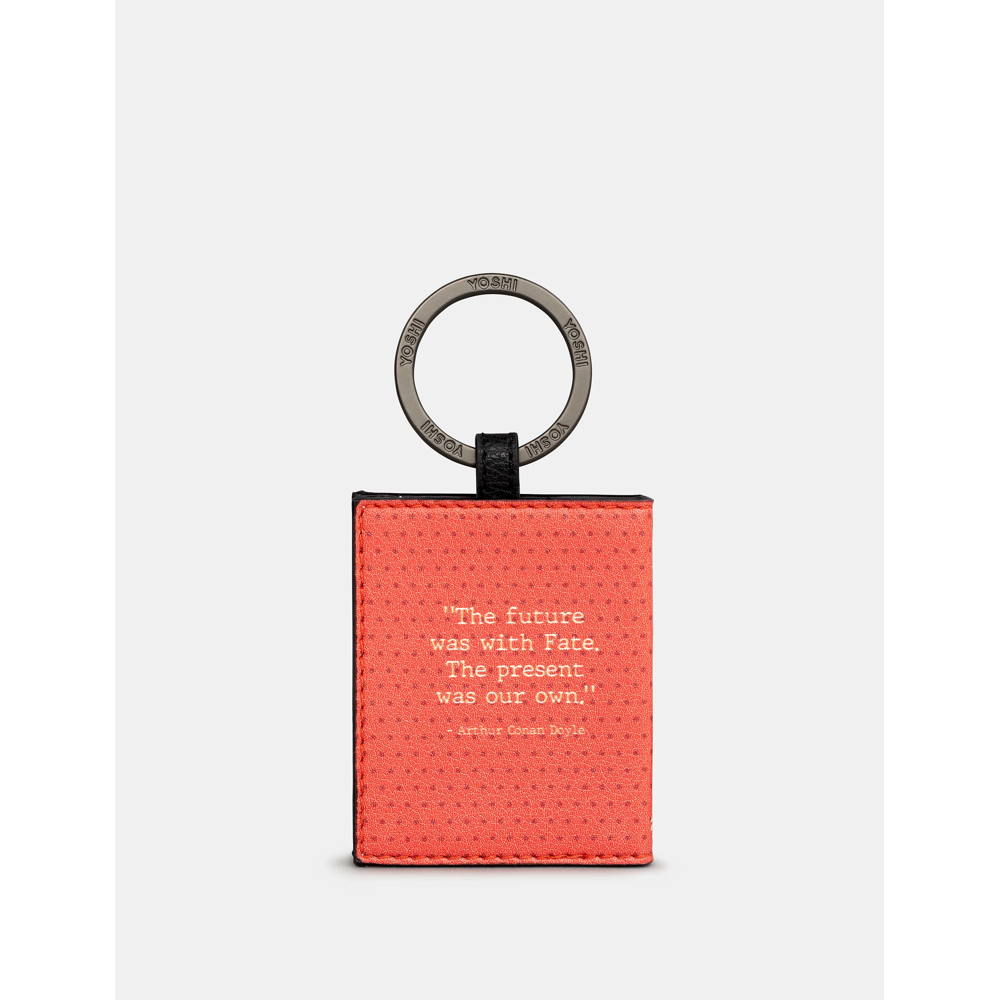 Yoshi Sherlock Holmes Book Cover Vegan Red Leather Keyring