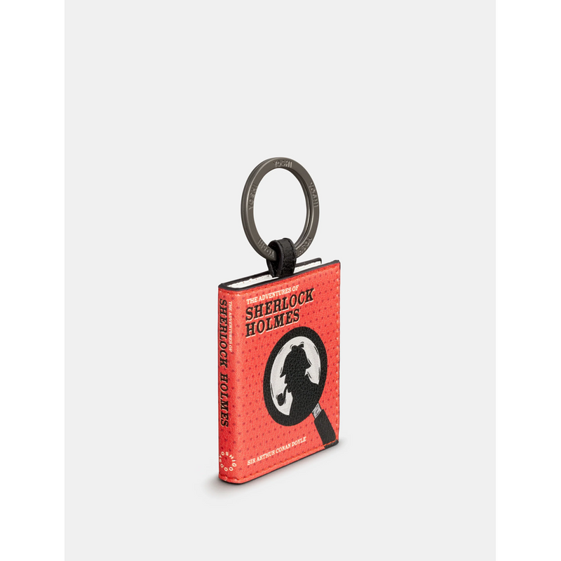 Yoshi Sherlock Holmes Book Cover Vegan Red Leather Keyring