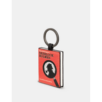 Yoshi Sherlock Holmes Book Cover Vegan Red Leather Keyring