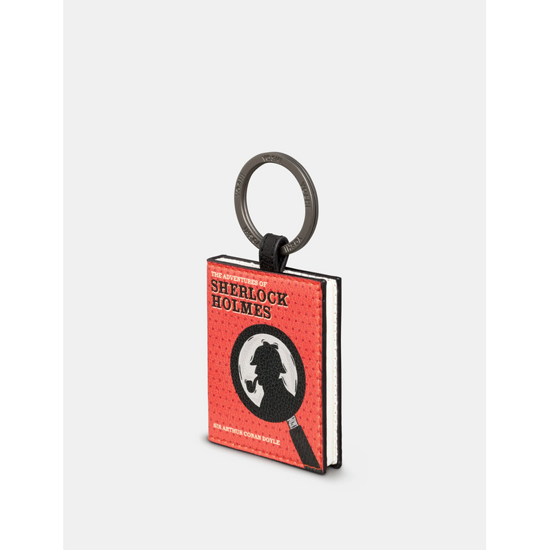 Yoshi Sherlock Holmes Book Cover Vegan Red Leather Keyring