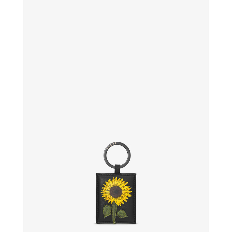 Yoshi Sunflowers Black Leather Keyring