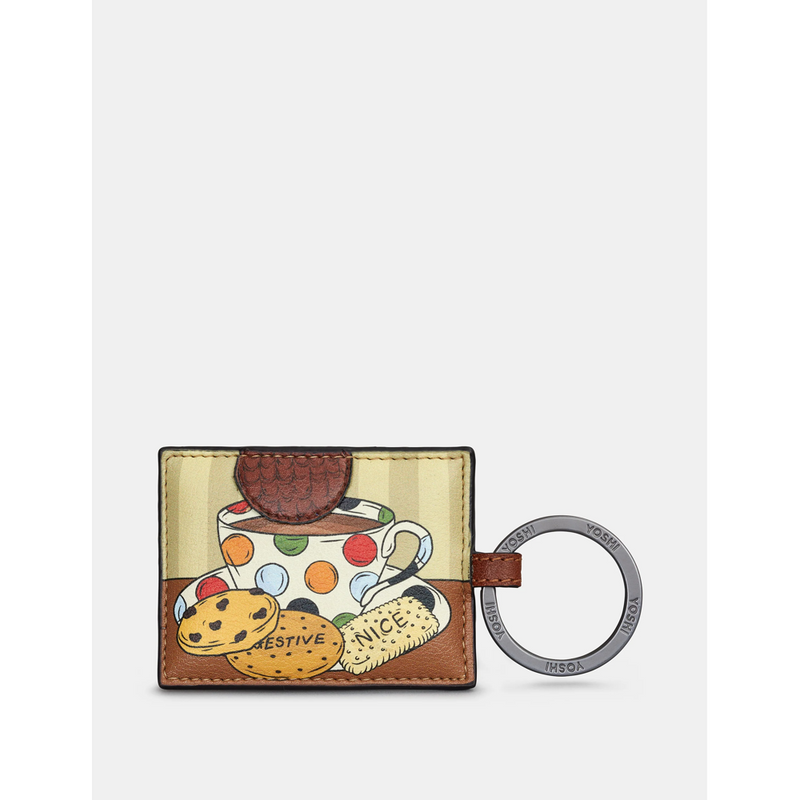 Yoshi Tea And Biscuits Brown Leather Keyring