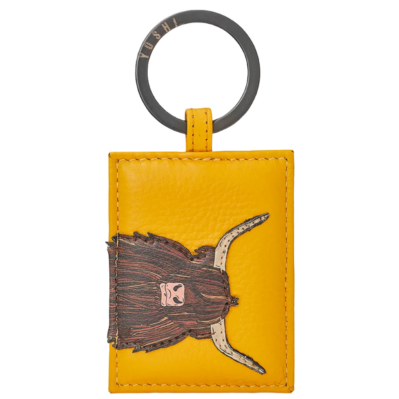 Yoshi Highland Cow Yellow Leather Keyrings