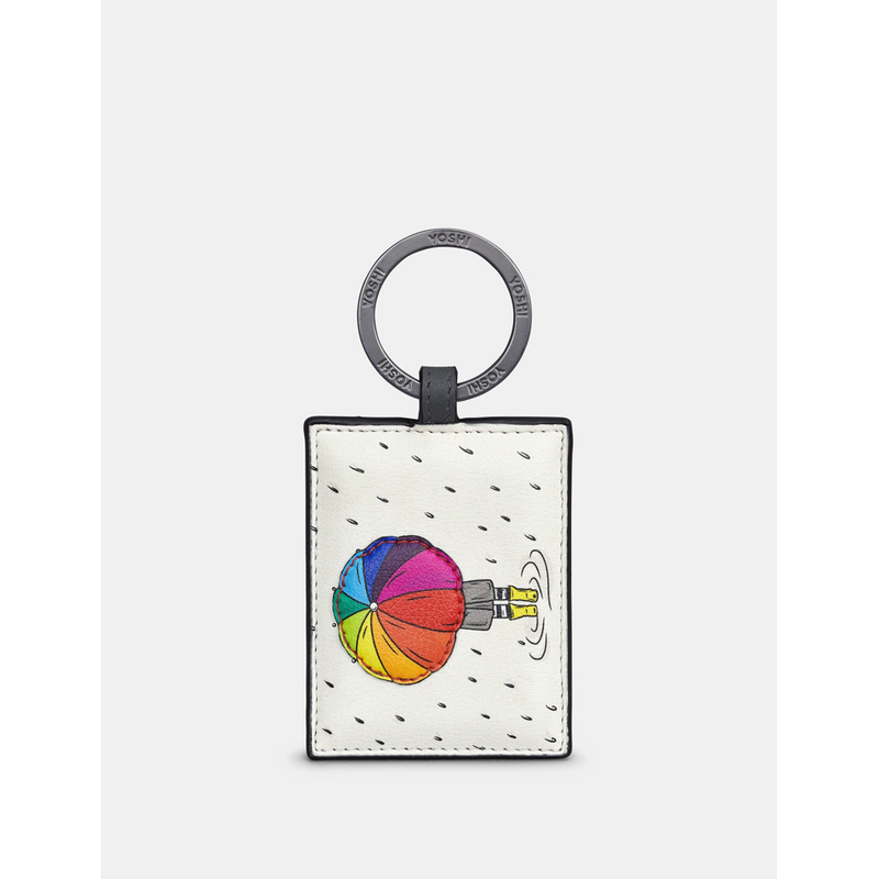 Yoshi Rain Rain Go Away Grey Leather Keyring