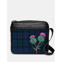 Yoshi Highland Thistle Harris Tweed Leather Messenger Bag