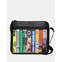 Yoshi Sci-Fi Bookworm Black Leather Messenger Bag