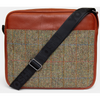 Highland Cow Harris Tweed Leather Messenger Bag