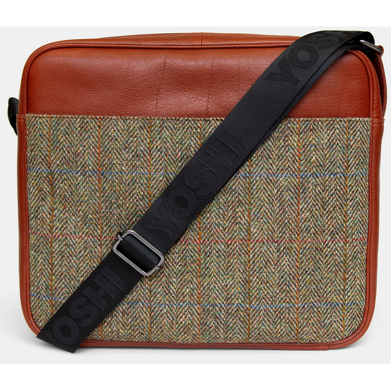 Highland Cow Harris Tweed Leather Messenger Bag