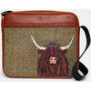 Highland Cow Harris Tweed Leather Messenger Bag