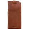 Yoshi Sunflower Bloom Brown Leather Glasses Case with Tab