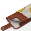 Yoshi Sunflower Bloom Brown Leather Glasses Case with Tab