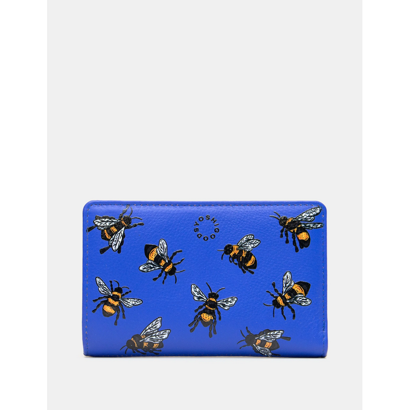 Yoshi Sweet Bees Flap Over Zip Around Leather Purse