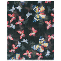 Jewel City Butterfly Black Multi Print Scarf