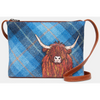 Yoshi Highland Cow Blue Harris Tweed Leather Cross Body Bag