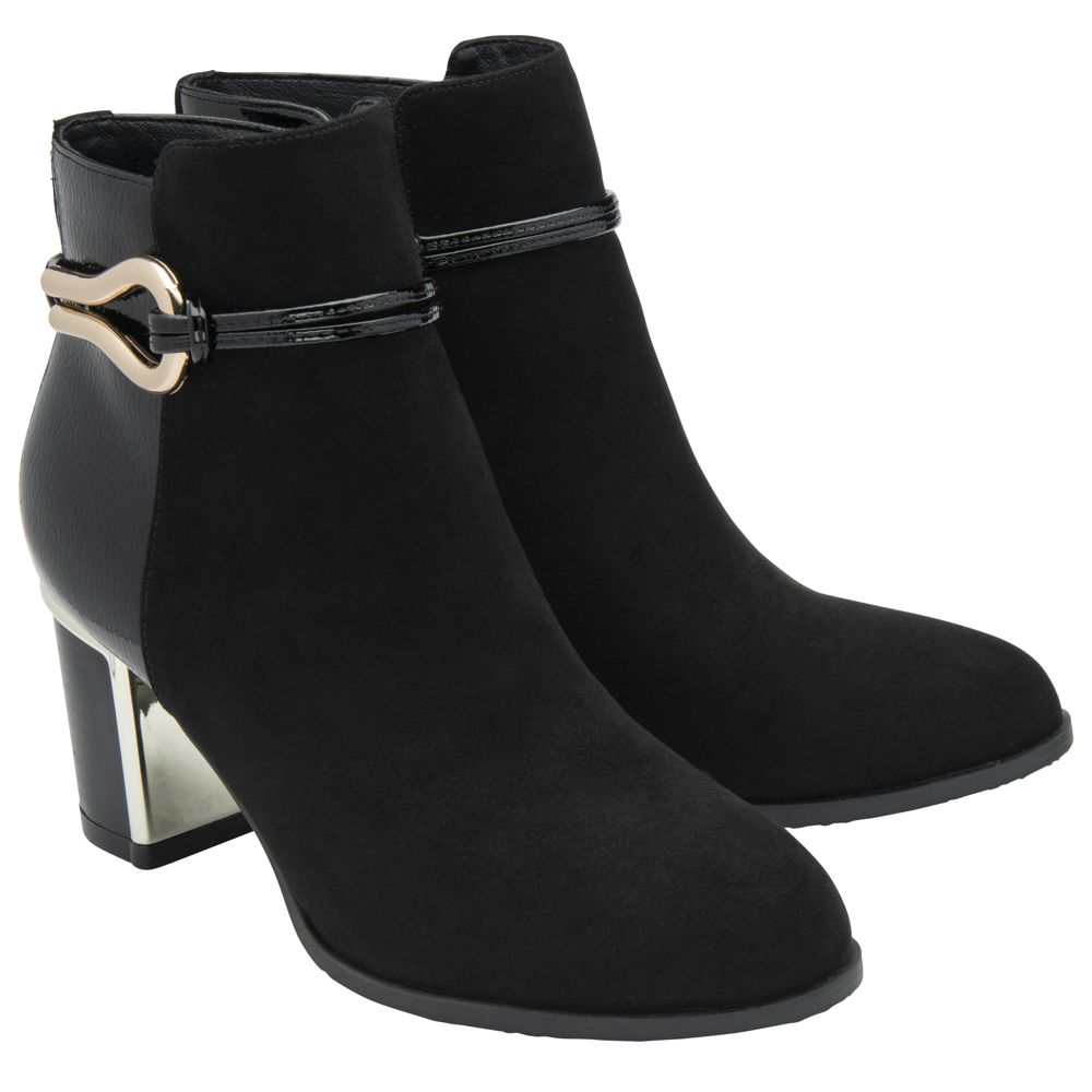 Lotus Ebony Black Ankle Boots