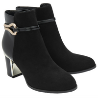 Lotus Ebony Black Ankle Boots