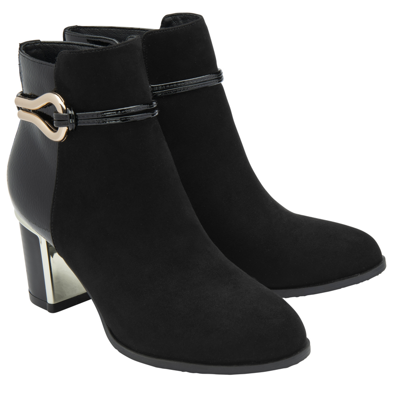 Lotus Ebony Black Ankle Boots