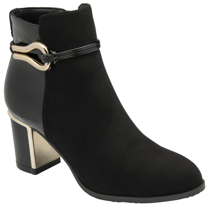 Lotus Ebony Black Ankle Boots