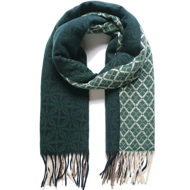 Jewel City Geometric Green Flower Scarf