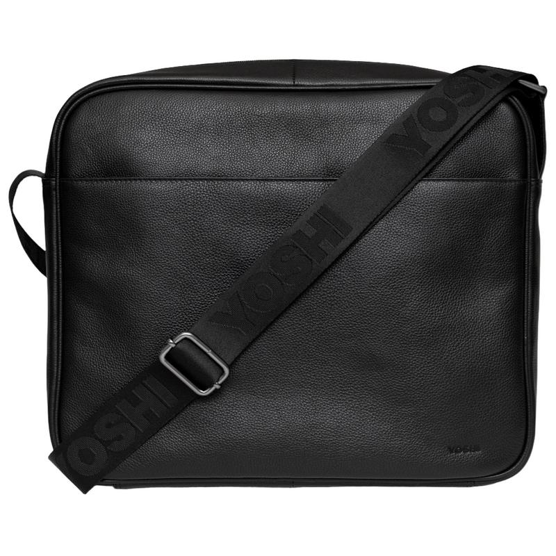 Yoshi Ridgewood Black Leather Messenger Bag