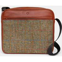 Ridgewood Brown Leather And Green Harris Tweed Messenger Bag