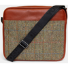 Ridgewood Brown Leather And Green Harris Tweed Messenger Bag