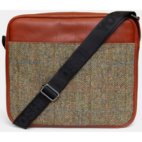 Ridgewood Brown Leather And Green Harris Tweed Messenger Bag