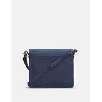 Yoshi Jane Austen Bookworm Triple Gusset Navy Leather Flap Over Bag